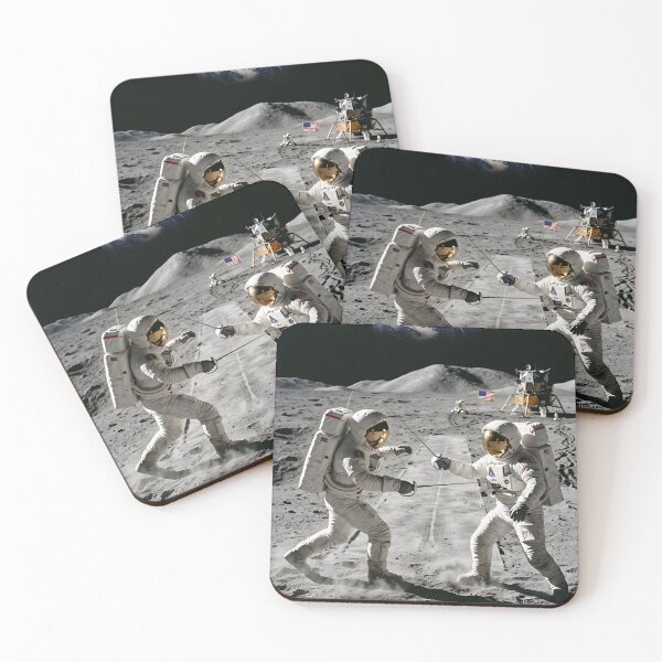 Item preview, Two NASA astronauts fencing on the moon designed and sold by WiseBow.