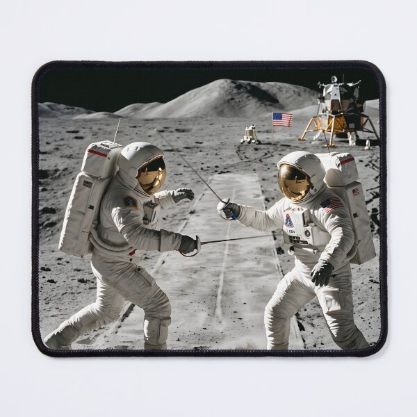 Item preview, Two NASA astronauts fencing on the moon designed and sold by WiseBow.