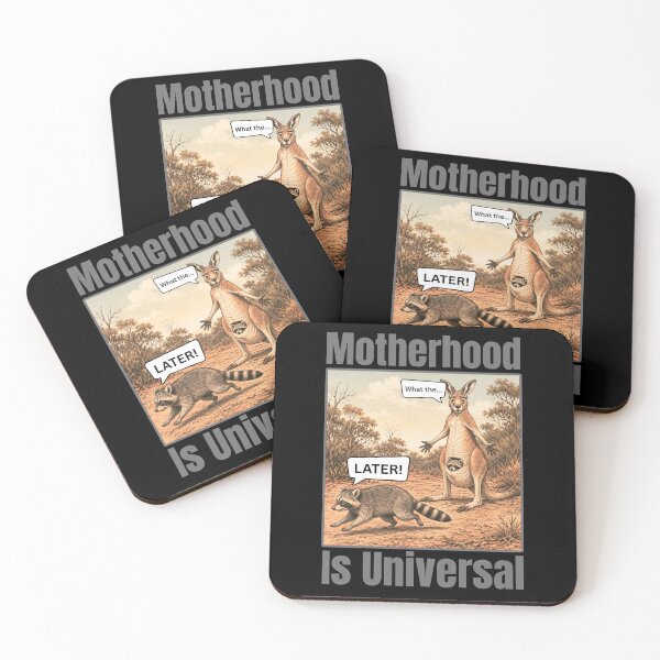 Item preview, Motherhood Is Universal - Funny Kangaroo & Raccoon Motherhood Humor designed and sold by tellia-kallisto.