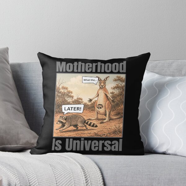 Item preview, Motherhood Is Universal - Funny Kangaroo & Raccoon Motherhood Humor designed and sold by tellia-kallisto.