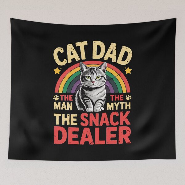 Item preview, Cat Dad The Man The Myth The Snack Dealer Rainbow designed and sold by OlyvieArt.
