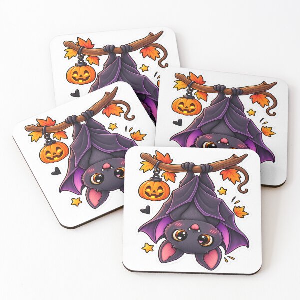 Item preview, Cute Halloween Bat Hanging Upside Down Pumpkin Sticker designed and sold by Genzfirevibes.