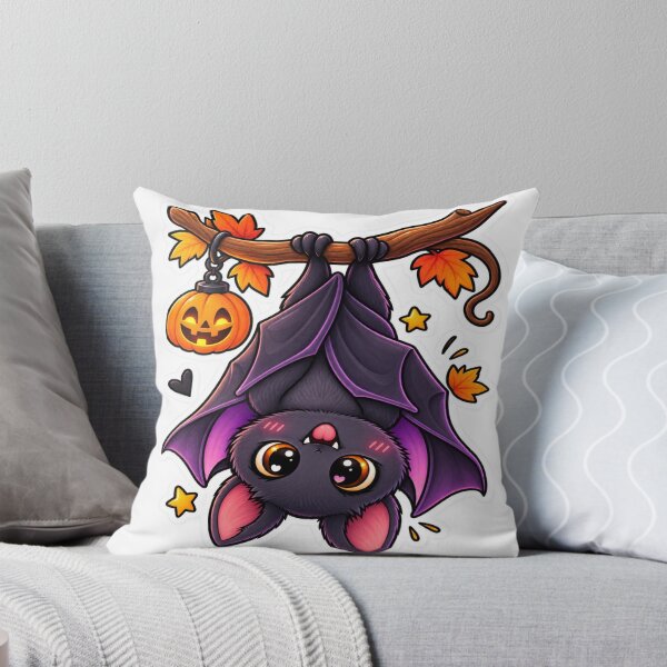 Item preview, Cute Halloween Bat Hanging Upside Down Pumpkin Sticker designed and sold by Genzfirevibes.