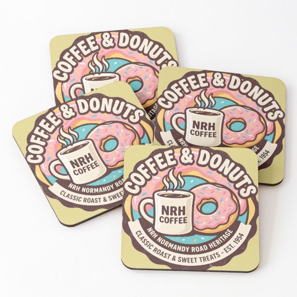 Item preview, NRH Coffee & Donuts Classic Roast & Sweet Treats Est 1968 Vintage Coffee Shop Sign designed and sold by Normandy Road Heritage™ - Vintage Garage Art.