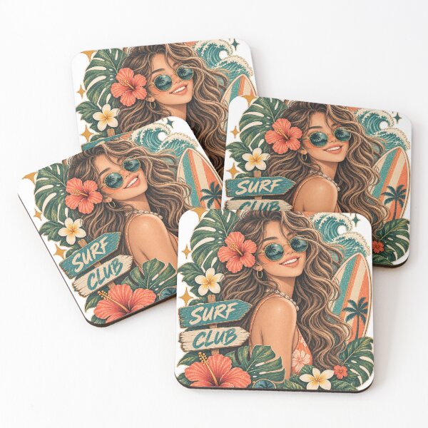 Item preview, Surf Club Girl – Tropical Hibiscus Beach Boho Art – Summer Surf T-Shirt designed and sold by @SHINTOSARTSTORE.