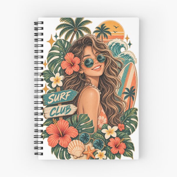 Item preview, Surf Club Girl – Tropical Hibiscus Beach Boho Art – Summer Surf T-Shirt designed and sold by @SHINTOSARTSTORE.