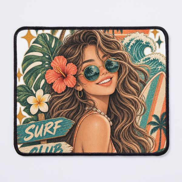 Item preview, Surf Club Girl – Tropical Hibiscus Beach Boho Art – Summer Surf T-Shirt designed and sold by @SHINTOSARTSTORE.