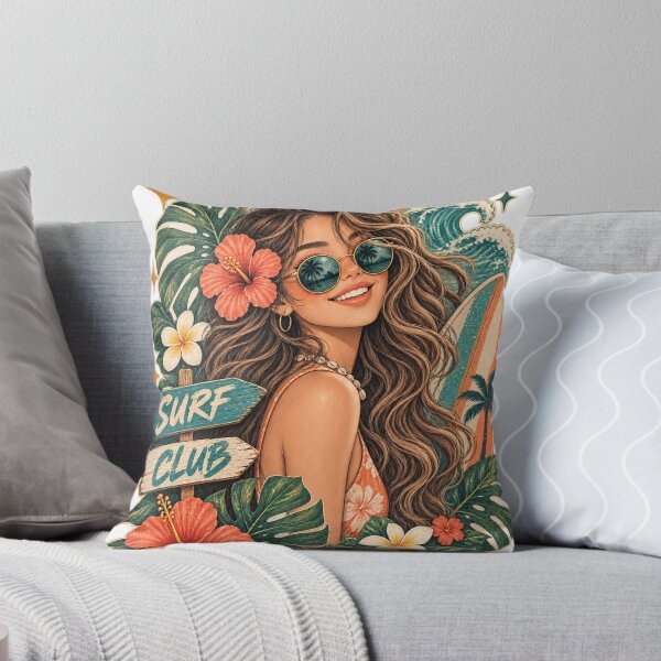 Item preview, Surf Club Girl – Tropical Hibiscus Beach Boho Art – Summer Surf T-Shirt designed and sold by @SHINTOSARTSTORE.