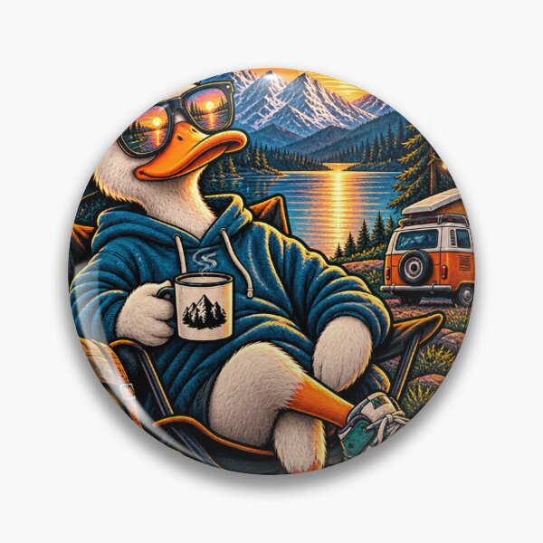 Item preview, Cool Duck Camping Sunset Vintage Illustration designed and sold by lovepower.