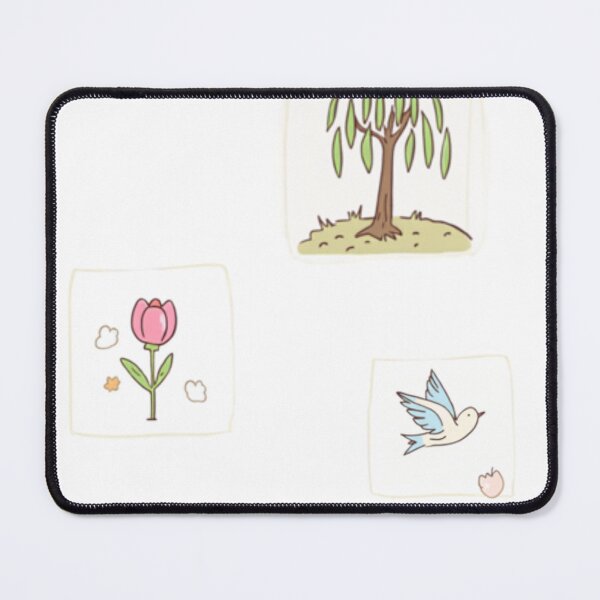 Item preview, Cute Watercolor Spring Willow Tree Tulip and Bird Illustration designed and sold by PastelPetalsCo.