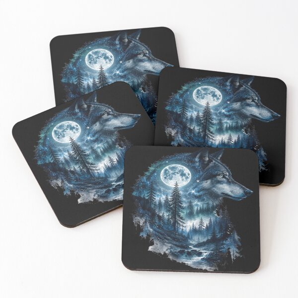Item preview, Blue Wolf with Moon designed and sold by Losthope Creations.