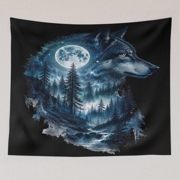 Item preview, Blue Wolf with Moon designed and sold by Losthope Creations.