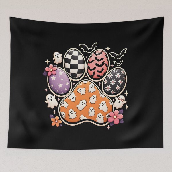 Item preview, Halloween Floral Ghost Dog paw funny Spooky  gift designed and sold by Amzkao.