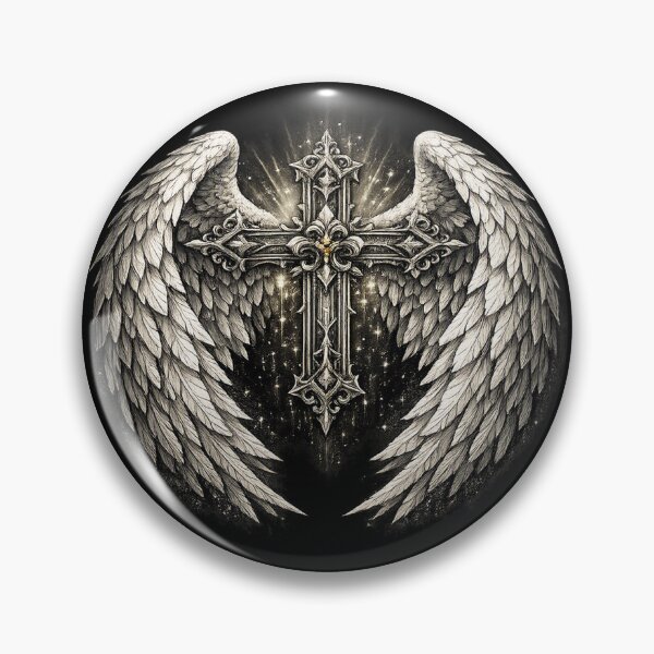 Item preview, Gothic Winged Cross – Angelic Dark Fantasy designed and sold by TroviTutto.