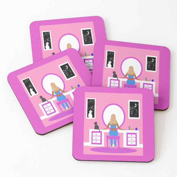 Item preview, Woman at Pink Vanity with Cats designed and sold by Elaine M Hayward .