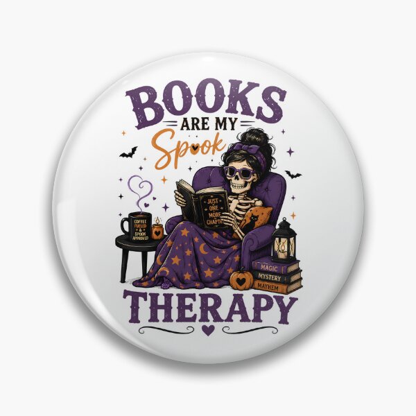 Artikelvorschau, Books Are My Spook Therapy – Halloween Leseratte Skelett Buchliebhaber Design entworfen und verkauft von SVALANART.