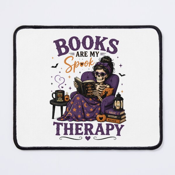 Item preview, Books Are My Spook Therapy – Halloween Skeleton Book Lover Reader Design designed and sold by SVALANART.