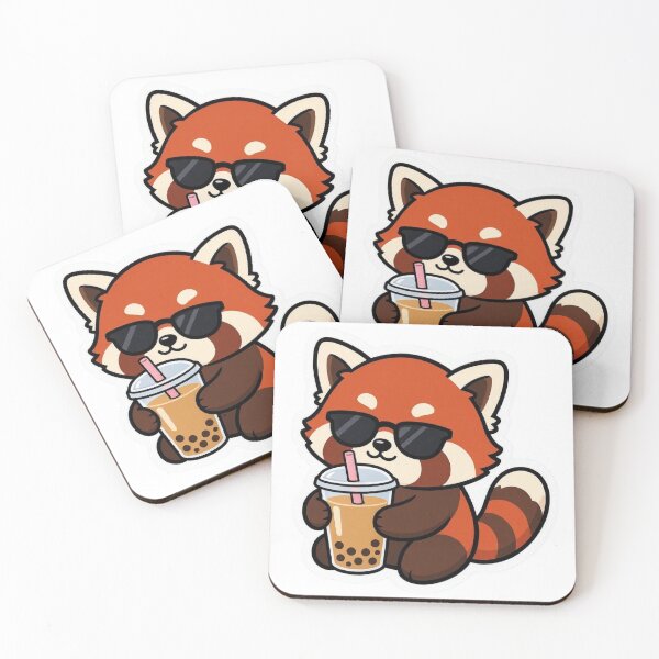 Item preview, Cute Red Panda Drinking Boba Tea Sunglasses designed and sold by BobaCatDesign.