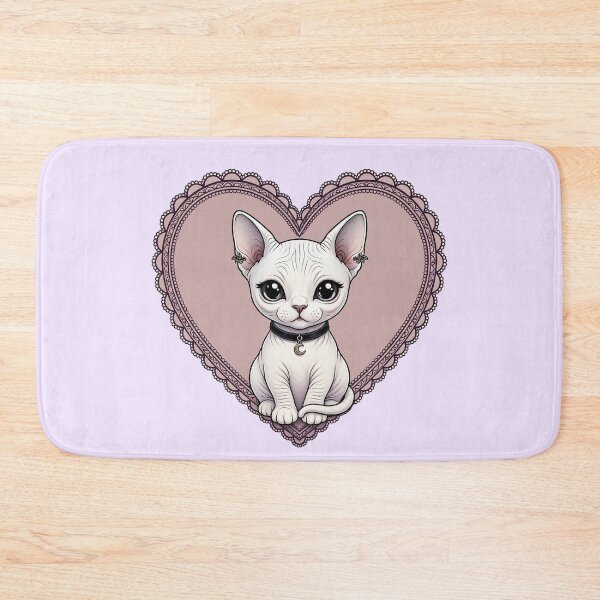 Item preview, Gothic Sphynx Cat with Moon Charm in Pink Lace Heart designed and sold by SweetLilith.