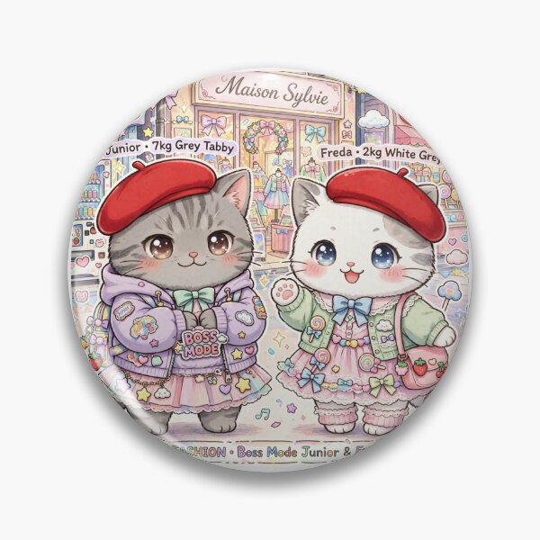 Item preview, Maison Sylvie Harajuku Boss Mode - Freda & Junior Red Beret Cats Art Print designed and sold by MAISON SYLVIE.