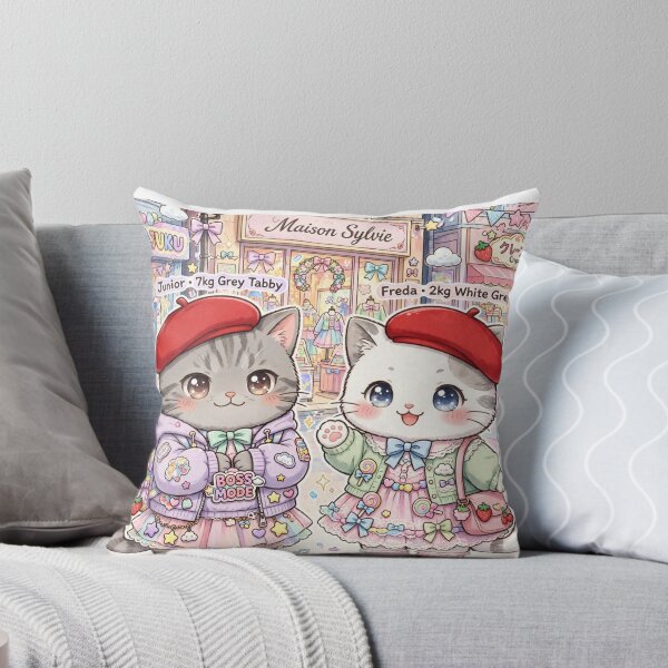 Item preview, Maison Sylvie Harajuku Boss Mode - Freda & Junior Red Beret Cats Art Print designed and sold by MAISON SYLVIE.