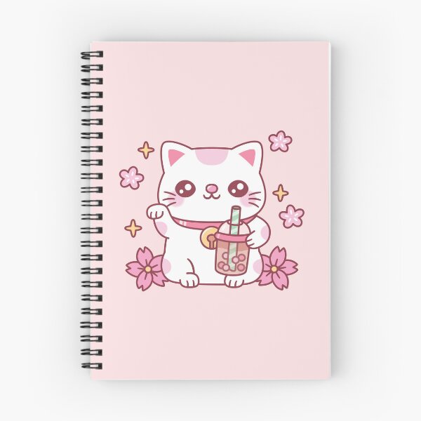 Item preview, Cute Maneki Neko Cat With Pink Boba Tea designed and sold by rustydoodle.