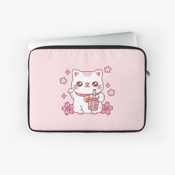 Item preview, Cute Maneki Neko Cat With Pink Boba Tea designed and sold by rustydoodle.