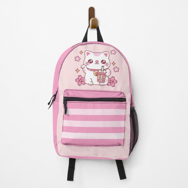 Item preview, Cute Maneki Neko Cat With Pink Boba Tea designed and sold by rustydoodle.