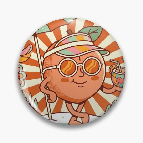 Item preview, Good Vibes All Summer Retro Peach Character Sunburst Design designed and sold by @SHINTOSARTSTORE.