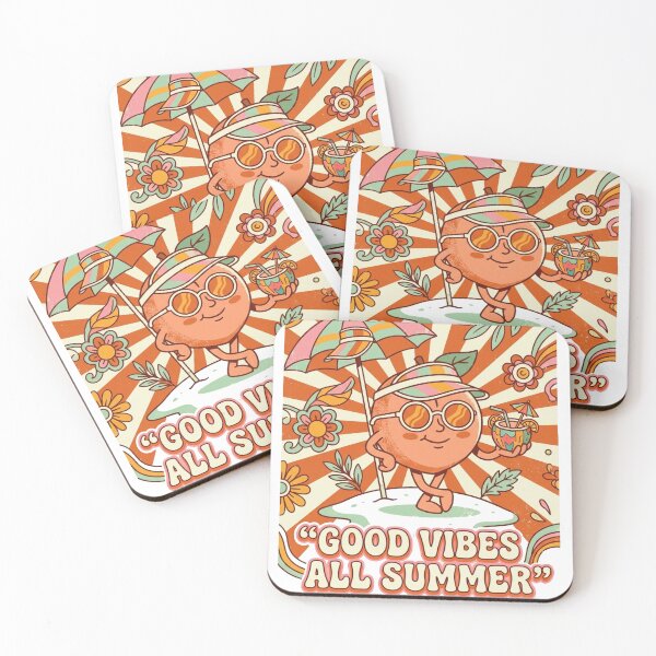 Item preview, Good Vibes All Summer Retro Peach Character Sunburst Design designed and sold by @SHINTOSARTSTORE.