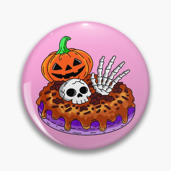 Item preview, Festive Halloween Bakery Doughnut with Caramel Dripping Glaze Bones Skull and Pumpkin Graphic designed and sold by RS4you.