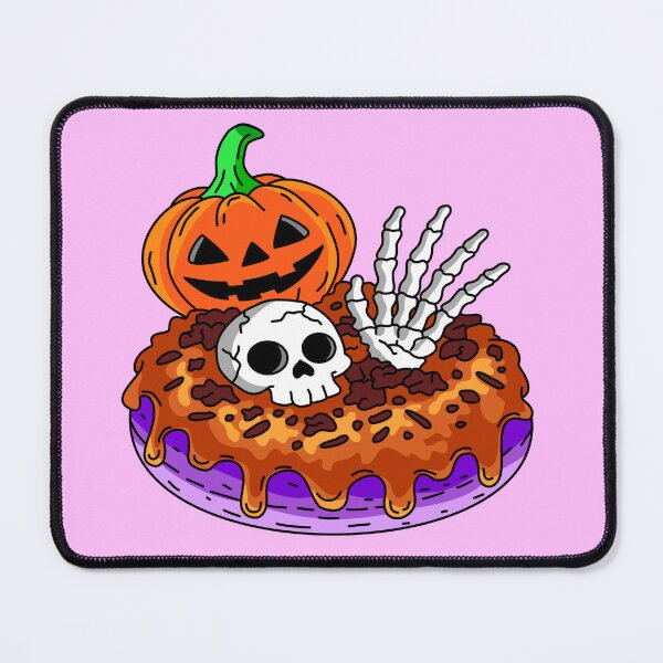 Item preview, Festive Halloween Bakery Doughnut with Caramel Dripping Glaze Bones Skull and Pumpkin Graphic designed and sold by RS4you.