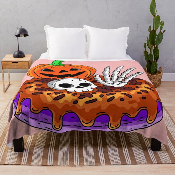 Item preview, Festive Halloween Bakery Doughnut with Caramel Dripping Glaze Bones Skull and Pumpkin Graphic designed and sold by RS4you.