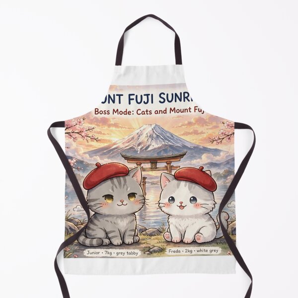 Item preview, Mount Fuji Sunrise - Freda & Junior Red Beret Cats Boss Mode Art designed and sold by MAISON SYLVIE.