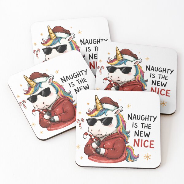 Item preview, Funny Christmas Unicorn Hoodie Sunglasses Candy Cane Naughty is New Nice T-Shirt Design designed and sold by Sitred123.