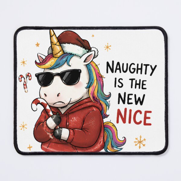 Item preview, Funny Christmas Unicorn Hoodie Sunglasses Candy Cane Naughty is New Nice T-Shirt Design designed and sold by Sitred123.