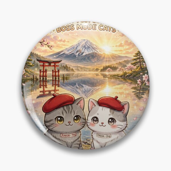 Item preview, Mount Fuji Sunrise Lake Reflection - Freda & Junior Boss Mode Cats Kawaii Art designed and sold by MAISON SYLVIE.