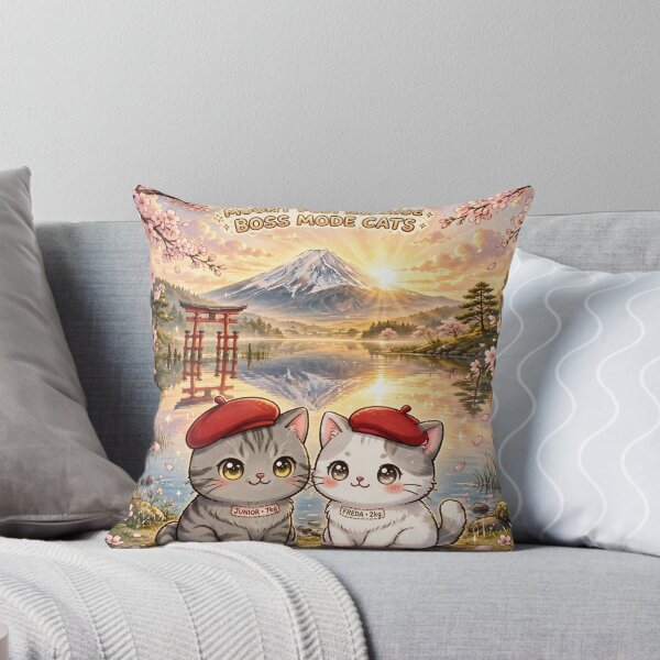 Item preview, Mount Fuji Sunrise Lake Reflection - Freda & Junior Boss Mode Cats Kawaii Art designed and sold by MAISON SYLVIE.