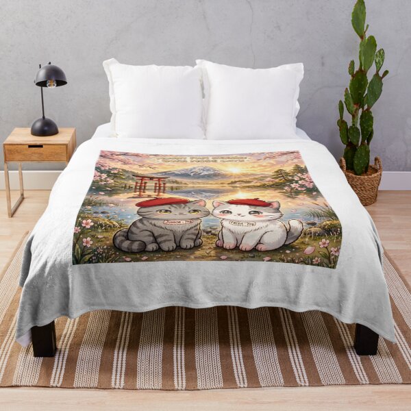 Item preview, Mount Fuji Sunrise Lake Reflection - Freda & Junior Boss Mode Cats Kawaii Art designed and sold by MAISON SYLVIE.
