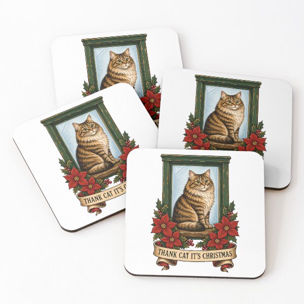 Item preview, Thank Cat Its Christmas Vintage Tattoo Art designed and sold by Old's Cool Cat Studio.