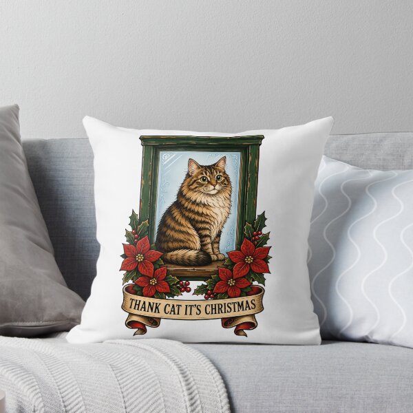 Item preview, Thank Cat Its Christmas Vintage Tattoo Art designed and sold by Old's Cool Cat Studio.