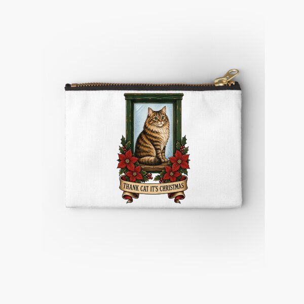 Item preview, Thank Cat Its Christmas Vintage Tattoo Art designed and sold by Old's Cool Cat Studio.
