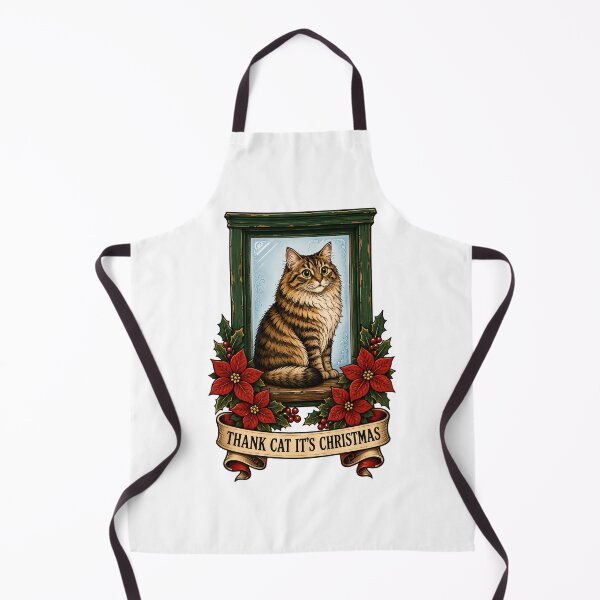 Item preview, Thank Cat Its Christmas Vintage Tattoo Art designed and sold by Old's Cool Cat Studio.