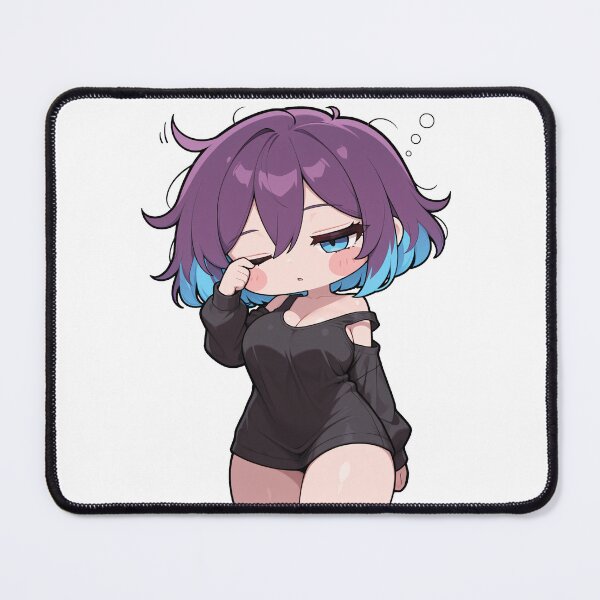 Item preview, Chibi Sleepy Blue Hair Girl Sticker designed and sold by RGB-crayon.