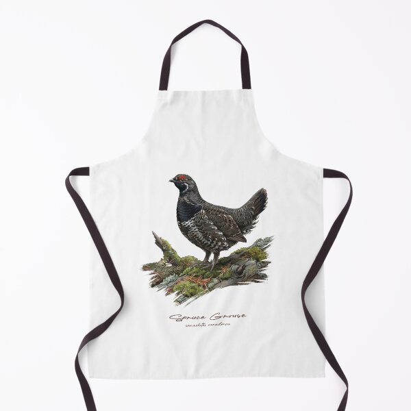 Item preview, Spruce Grouse on Mossy Wooden Log Bird Illustration designed and sold by Takeda-art.