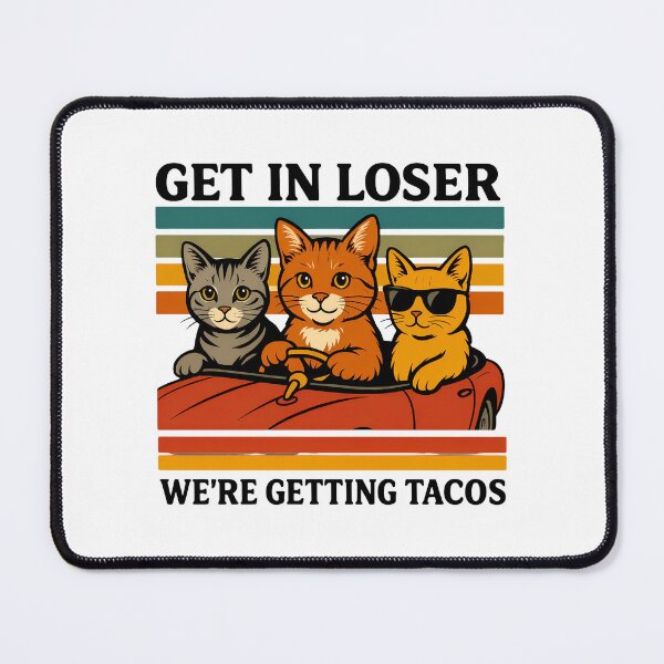 Item preview, Get In Loser We're Getting Tacos Retro Cats Car designed and sold by OlyvieArt.