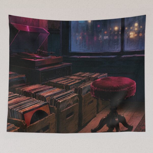 Item preview, Lofi Art: Rainy Record Shop designed and sold by bapupa.