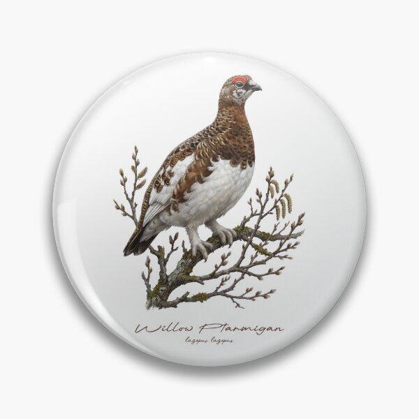 Item preview, Willow Ptarmigan on Branch Bird Illustration designed and sold by Takeda-art.