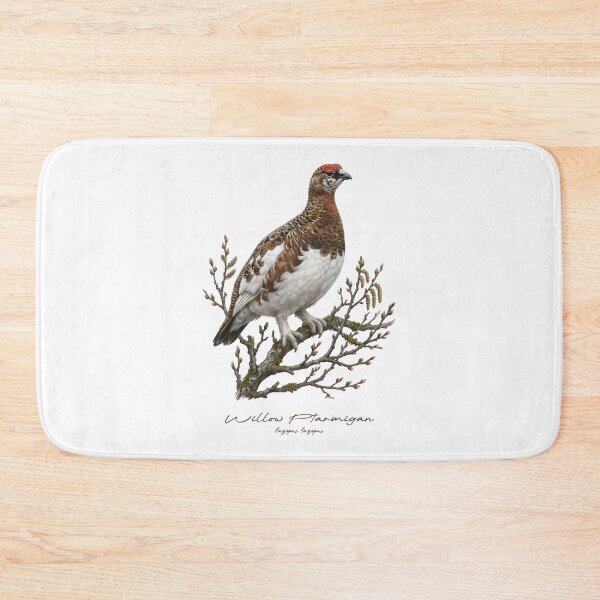 Item preview, Willow Ptarmigan on Branch Bird Illustration designed and sold by Takeda-art.