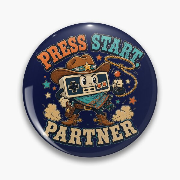 Item preview, Press Start Partner Retro Gaming Cowboy Controller Mascot designed and sold by SVox.